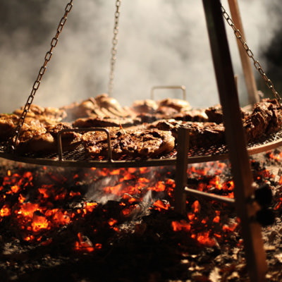 A tuscan grill with charcoal