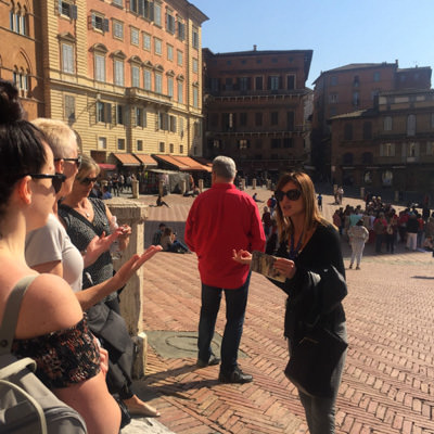 Non riding partners ona walking tour of Siena