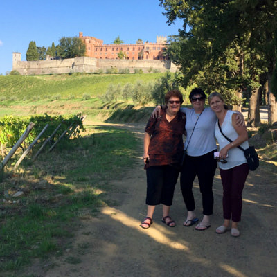 Non riding partners on a walking tour of Castle Brolio