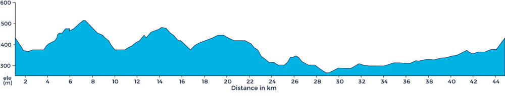 Ride profile for ride into the Chianti hills