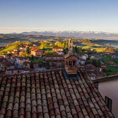 Le langhe landscape in the morning