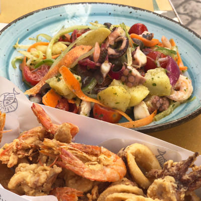 Fritto misto a mare and an octopus salad