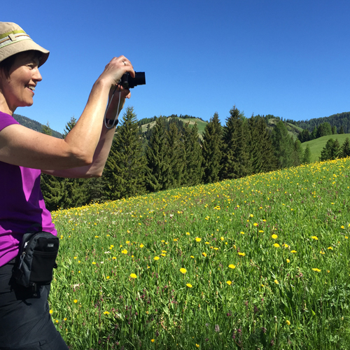 A lady hiking in the Dolomites