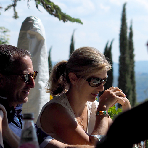 The couple at a long lunch in Tuscany