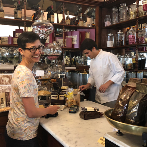 A lady at a chocolate tasting in Piemonte