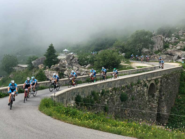 Riders during the La Fausto Coppi Gran Fondo on the colle Fauniera