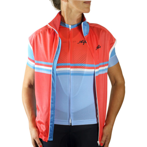 a woman wearing a cycling vest