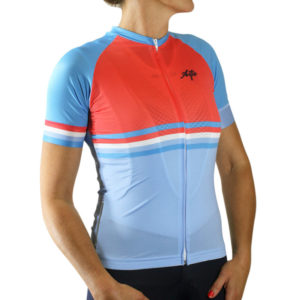 a woman wearing a cycling jersey