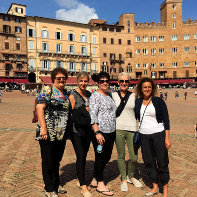 Non riding partners on a walking tour of Siena