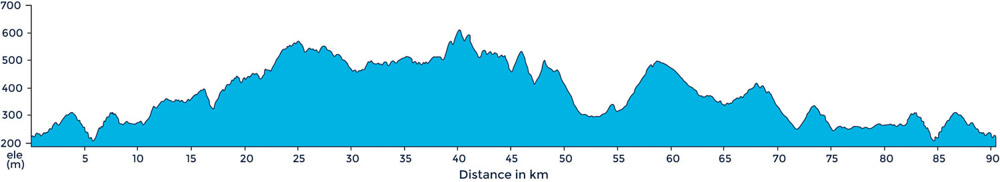 A ride profile of a ride in the Val d'Orcia