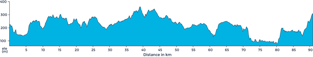 A ride profile of a ride into San Gimignano