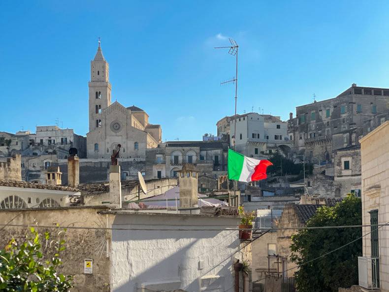An Italian flag in Matera
